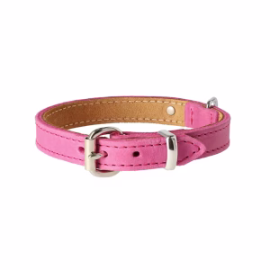 Obroża skórzana DINGO Premium Soft Leather Różowa